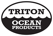 Logo of Triton Ocean Products. The design features a black and white oval with the text "TRITON" in uppercase at the top, "OCEAN" in bold uppercase in the middle, and "PRODUCTS" in smaller uppercase letters at the bottom.